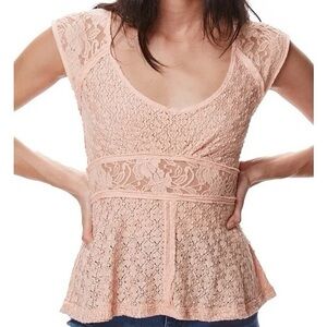 Free People Besties Slim Lace Peach Top